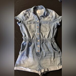Women’s jean romper celebrity pink size large